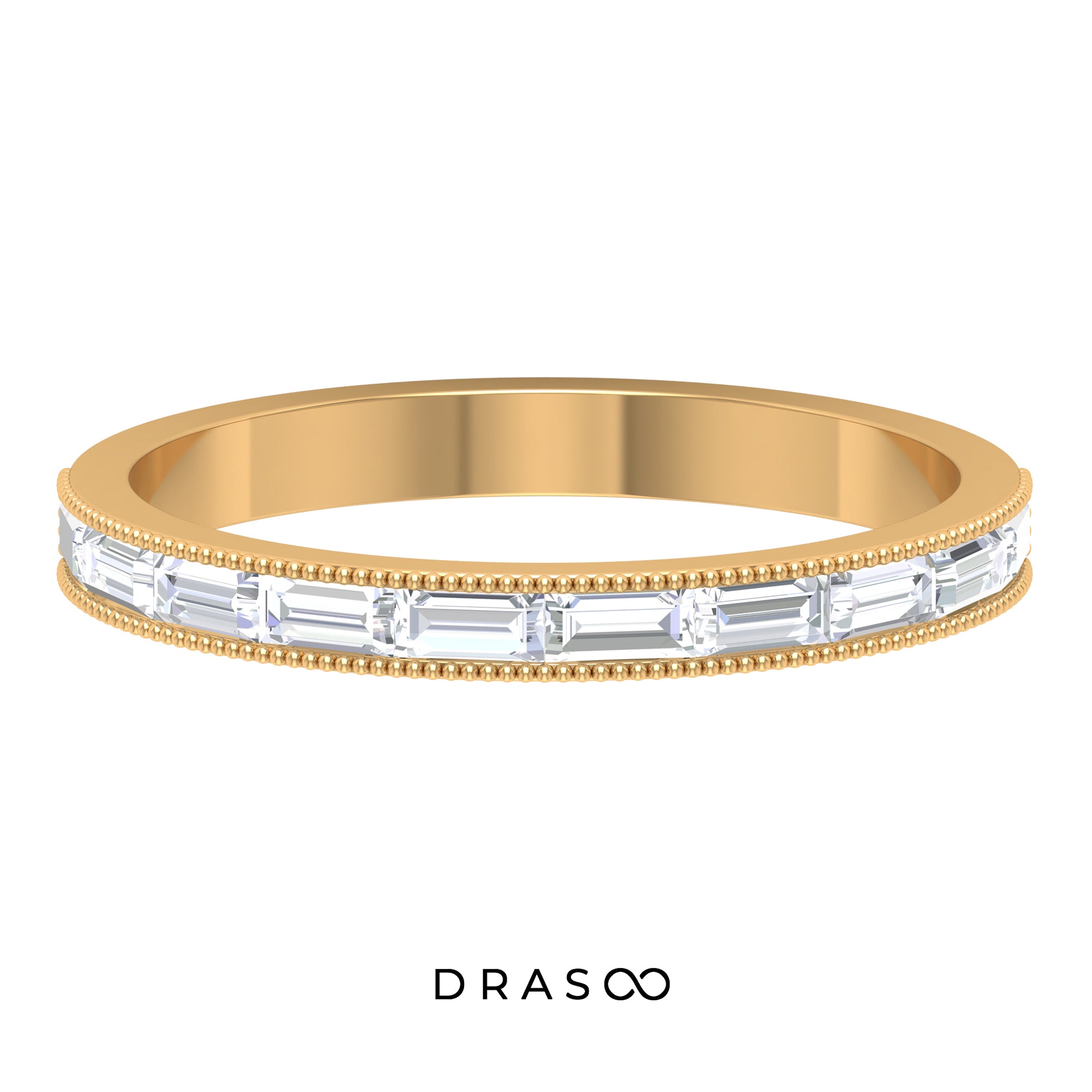 1/2 CT Moissanite East West Band Ring with Milgrain Details