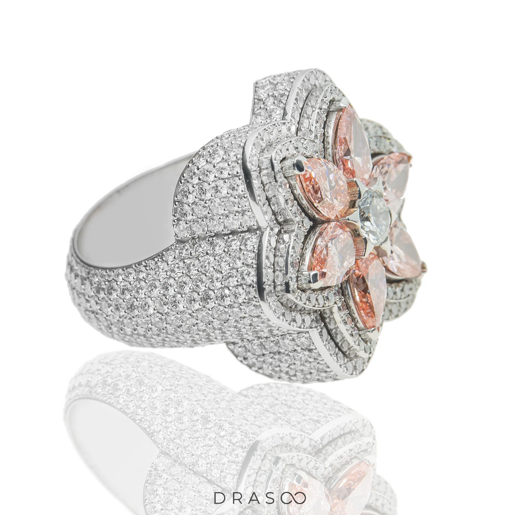 PINK DIAMOND FLOWER RING