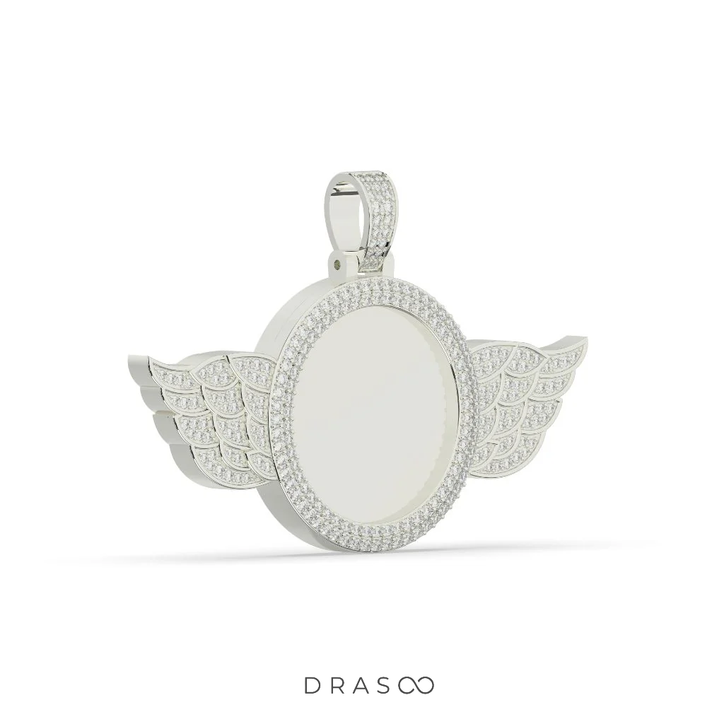 ANGEL WINGS DIAMOND ROUND PENDANT