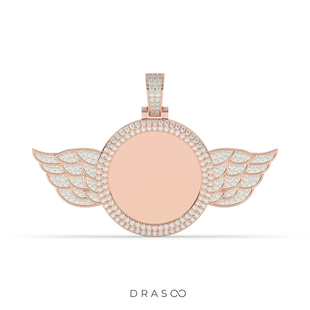 ANGEL WINGS DIAMOND ROUND PENDANT