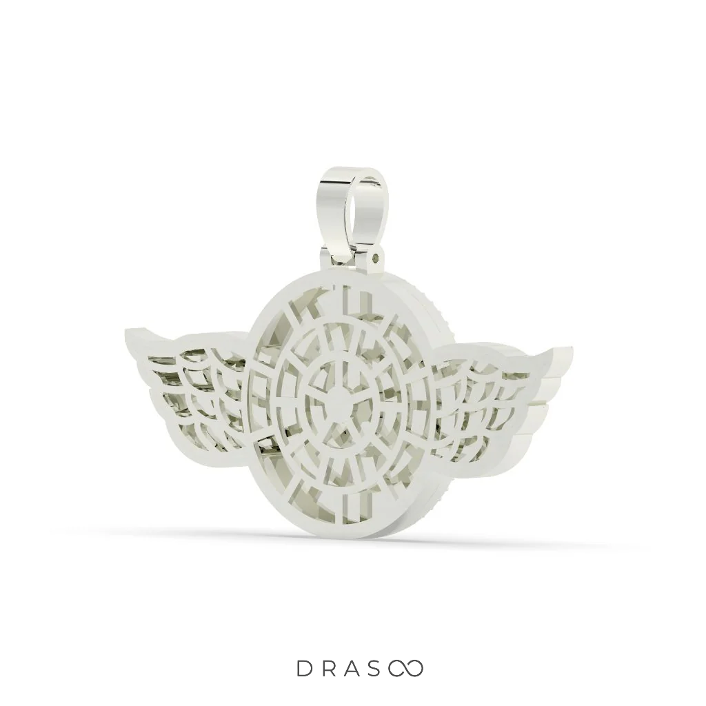 ANGEL WINGS DIAMOND ROUND PENDANT