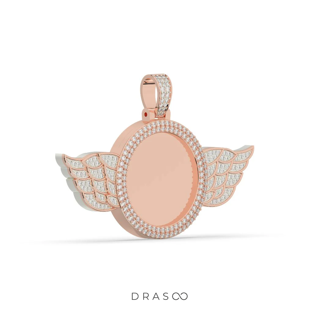 ANGEL WINGS DIAMOND ROUND PENDANT