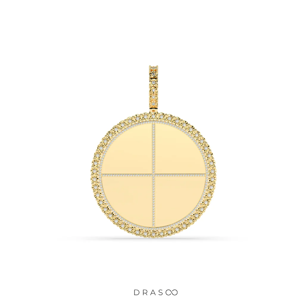 QUADRANT STYLE GOLD ROUND PENDANT