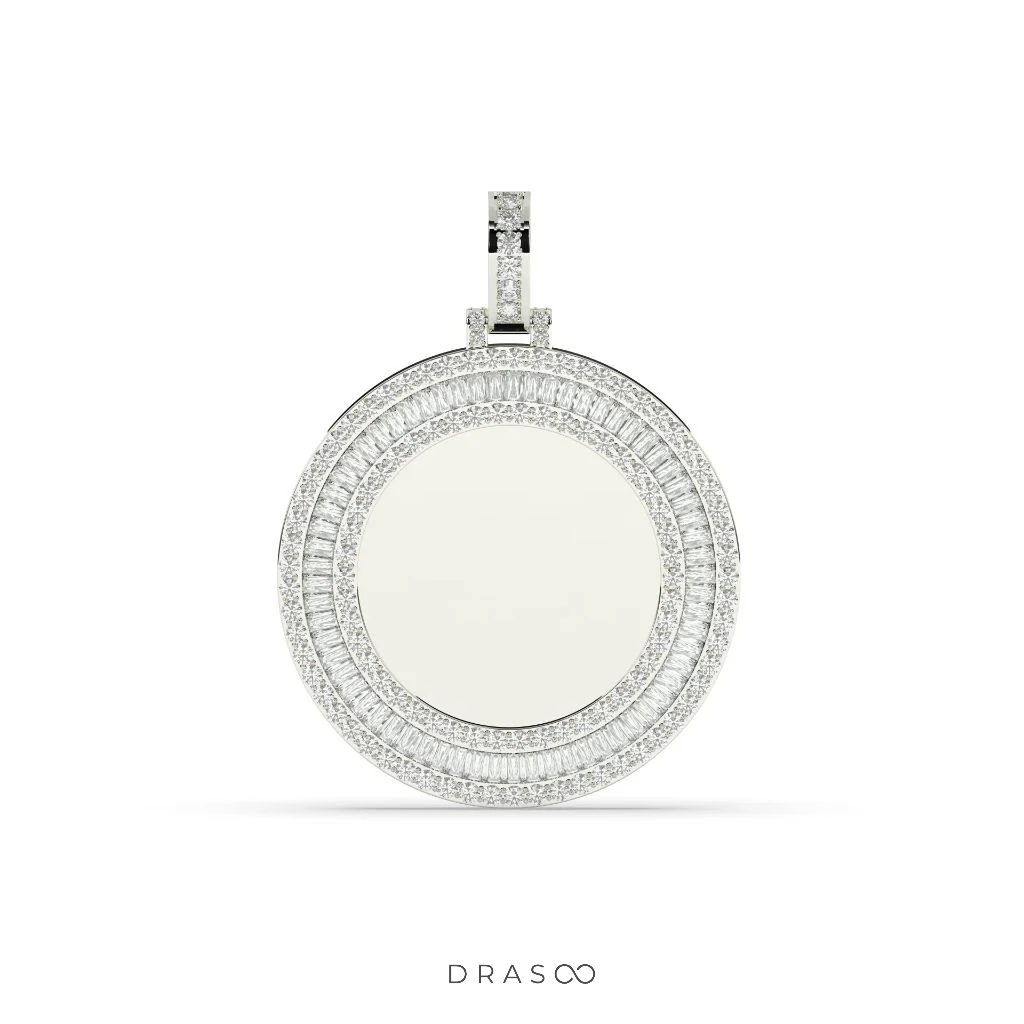 TRIPLE ROW BAGUETTE ROUND PENDANT