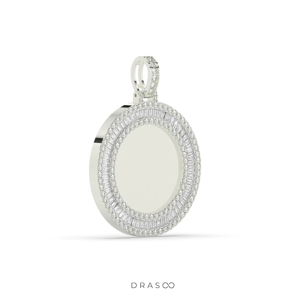 TRIPLE ROW BAGUETTE ROUND PENDANT