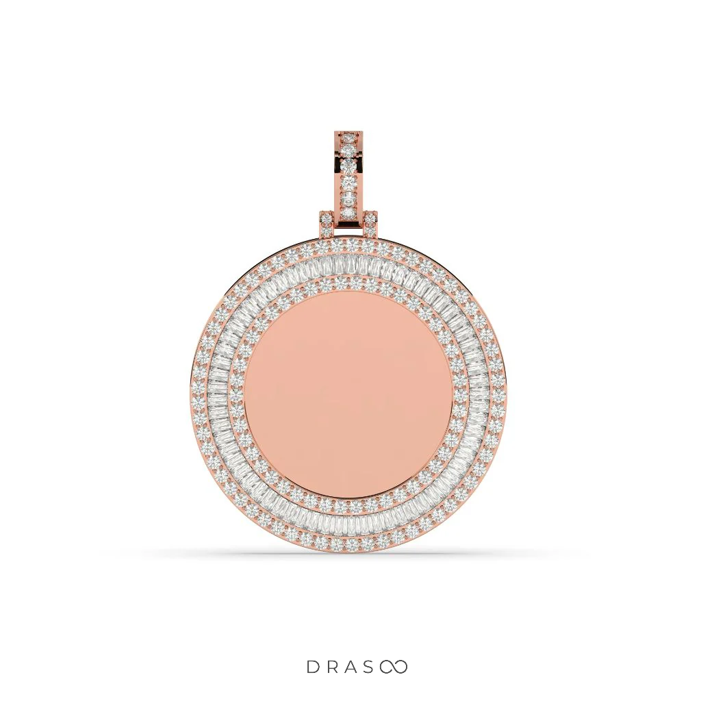 TRIPLE ROW BAGUETTE ROUND PENDANT