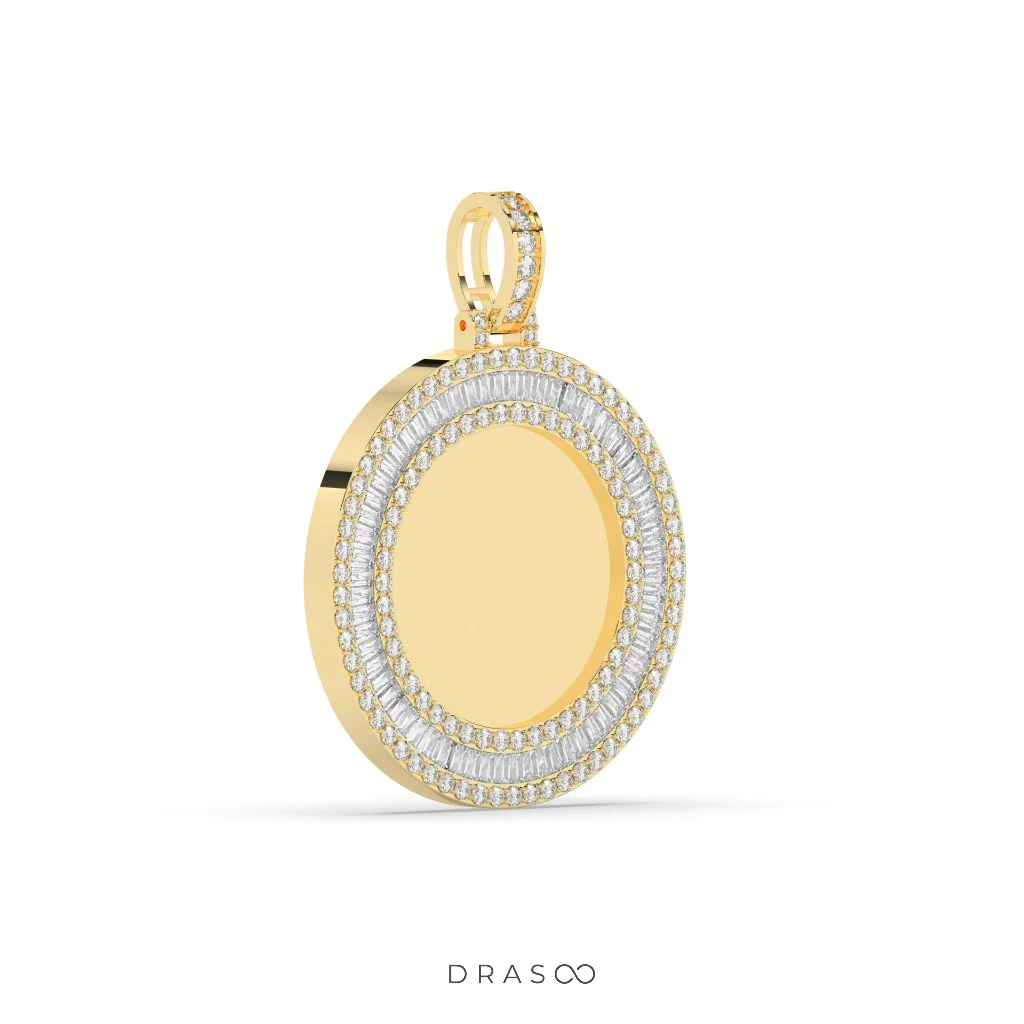 TRIPLE ROW BAGUETTE ROUND PENDANT