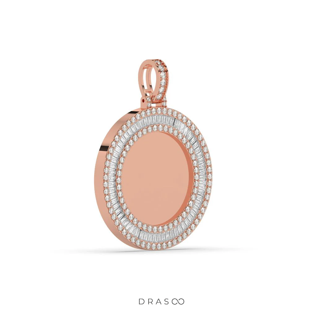 TRIPLE ROW BAGUETTE ROUND PENDANT