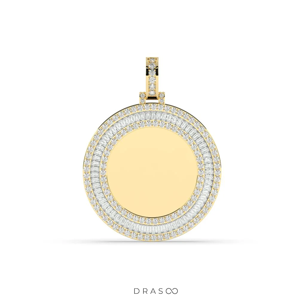 TRIPLE ROW BAGUETTE ROUND PENDANT