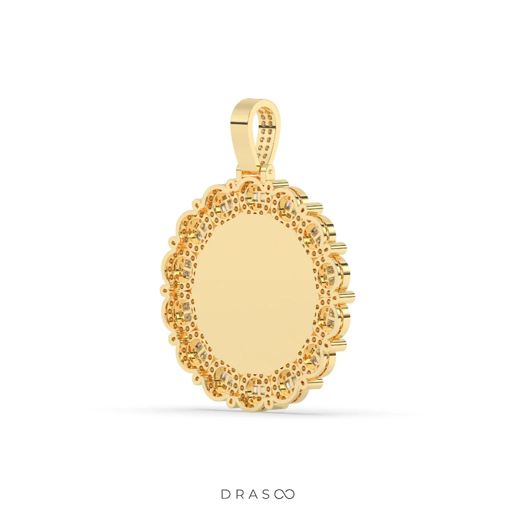 LUXURY FLOWER FRAME ROUND PENDANT