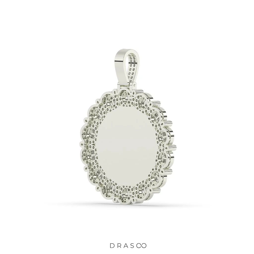 LUXURY FLOWER FRAME ROUND PENDANT