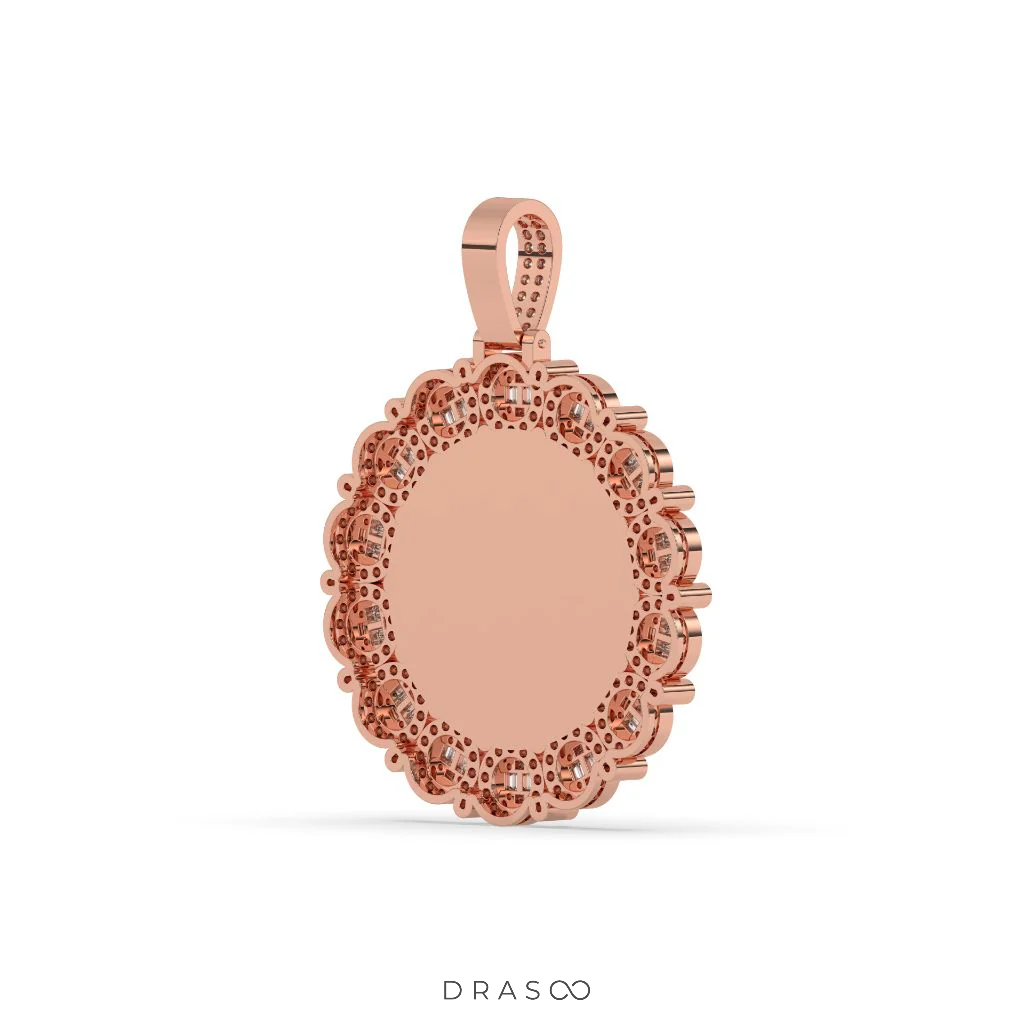 LUXURY FLOWER FRAME ROUND PENDANT