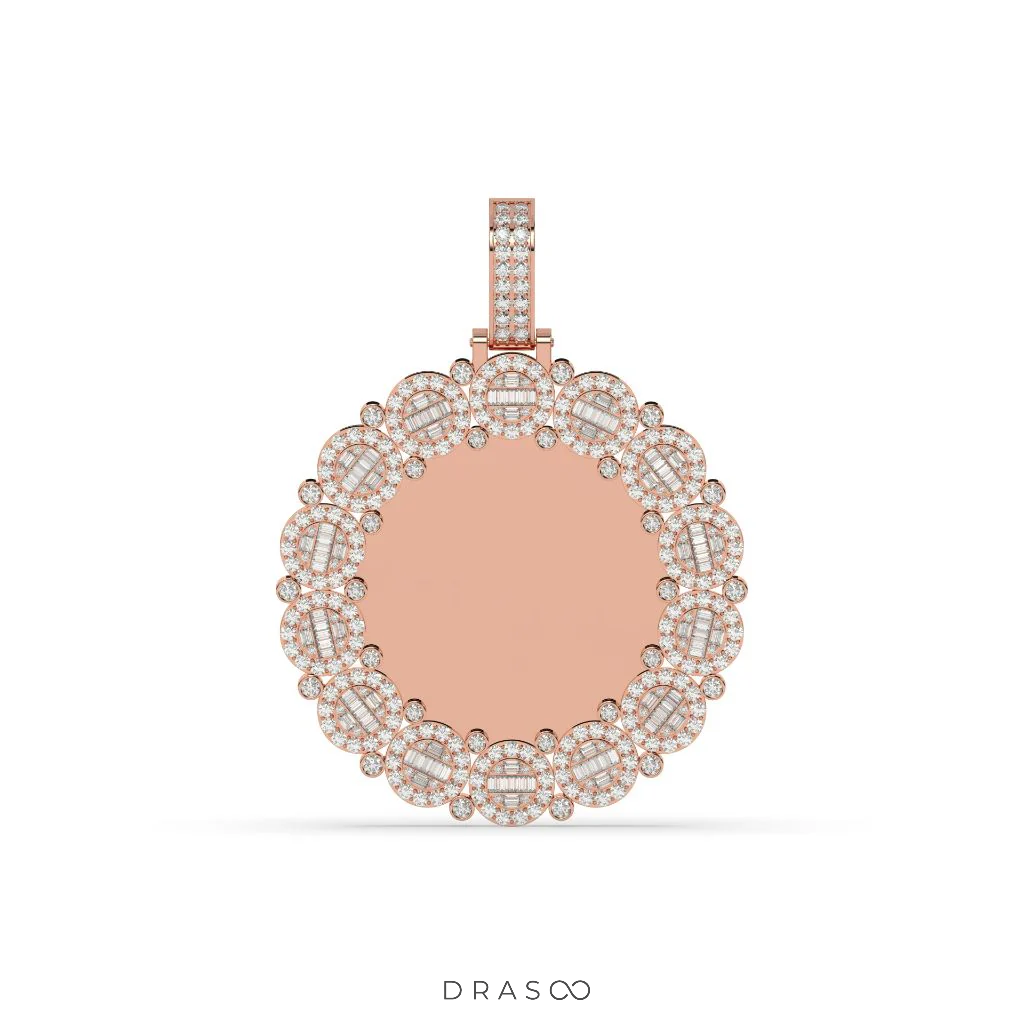 LUXURY FLOWER FRAME ROUND PENDANT
