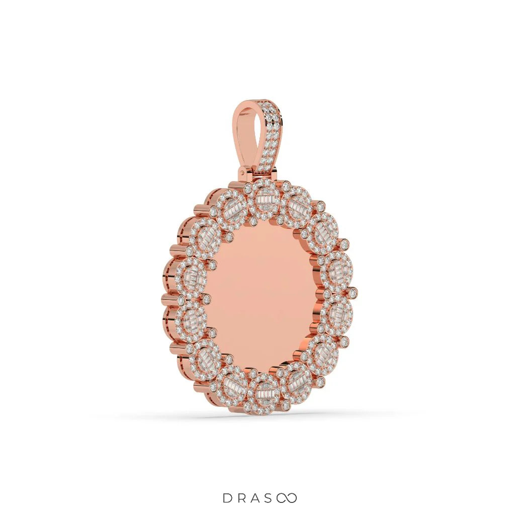 LUXURY FLOWER FRAME ROUND PENDANT