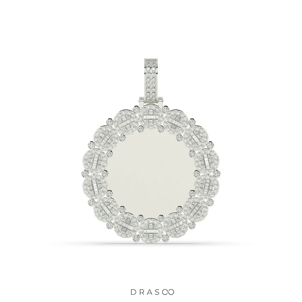 LUXURY FLOWER FRAME ROUND PENDANT