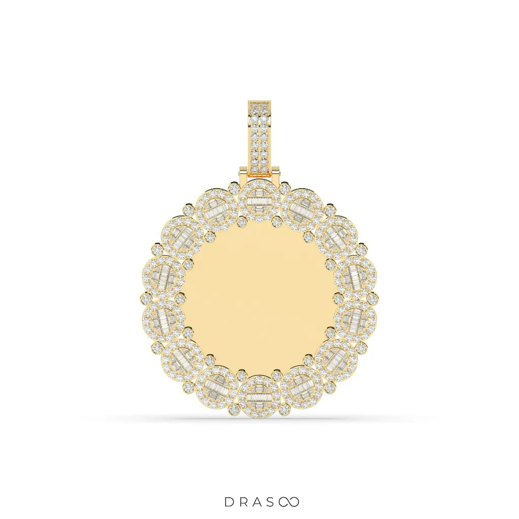 LUXURY FLOWER FRAME ROUND PENDANT