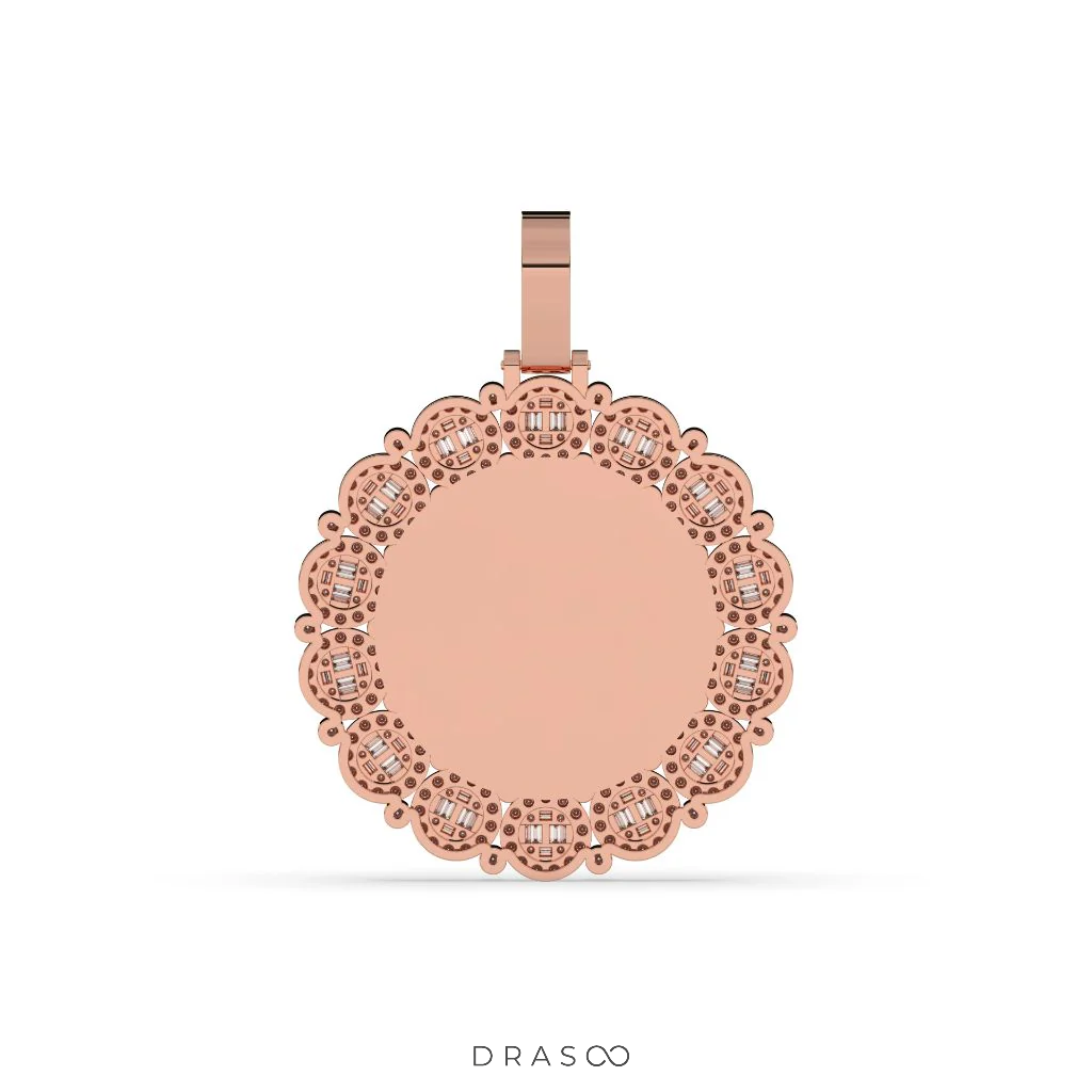 LUXURY FLOWER FRAME ROUND PENDANT