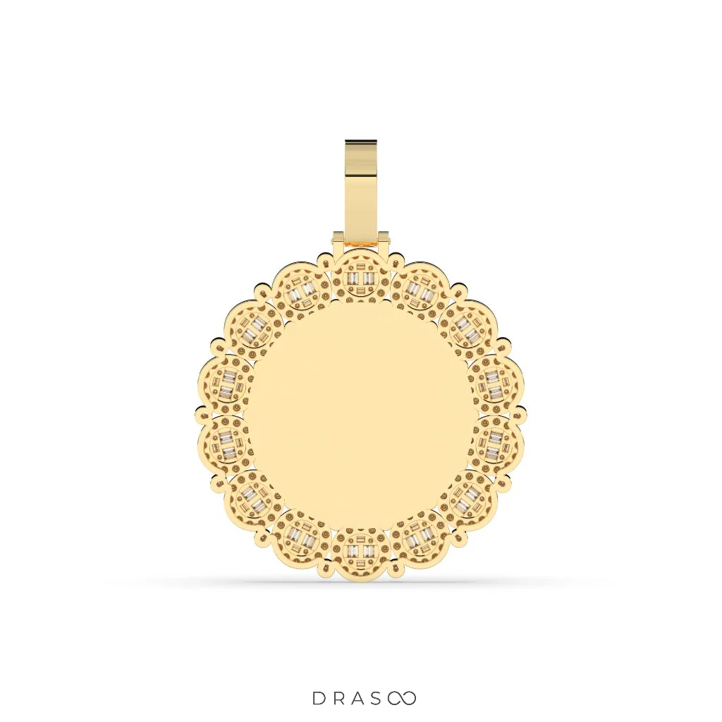 LUXURY FLOWER FRAME ROUND PENDANT
