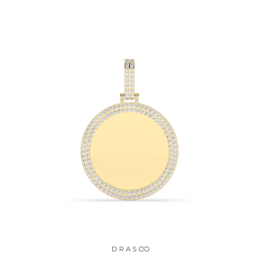 BAGUETTE AND ROUND DIAMOND ICED OUT PICTURE CHARM HIP HOP PENDANT