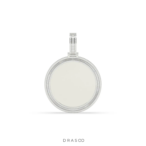 BAGUETTE AND ROUND DIAMOND ICED OUT PICTURE CHARM HIP HOP PENDANT