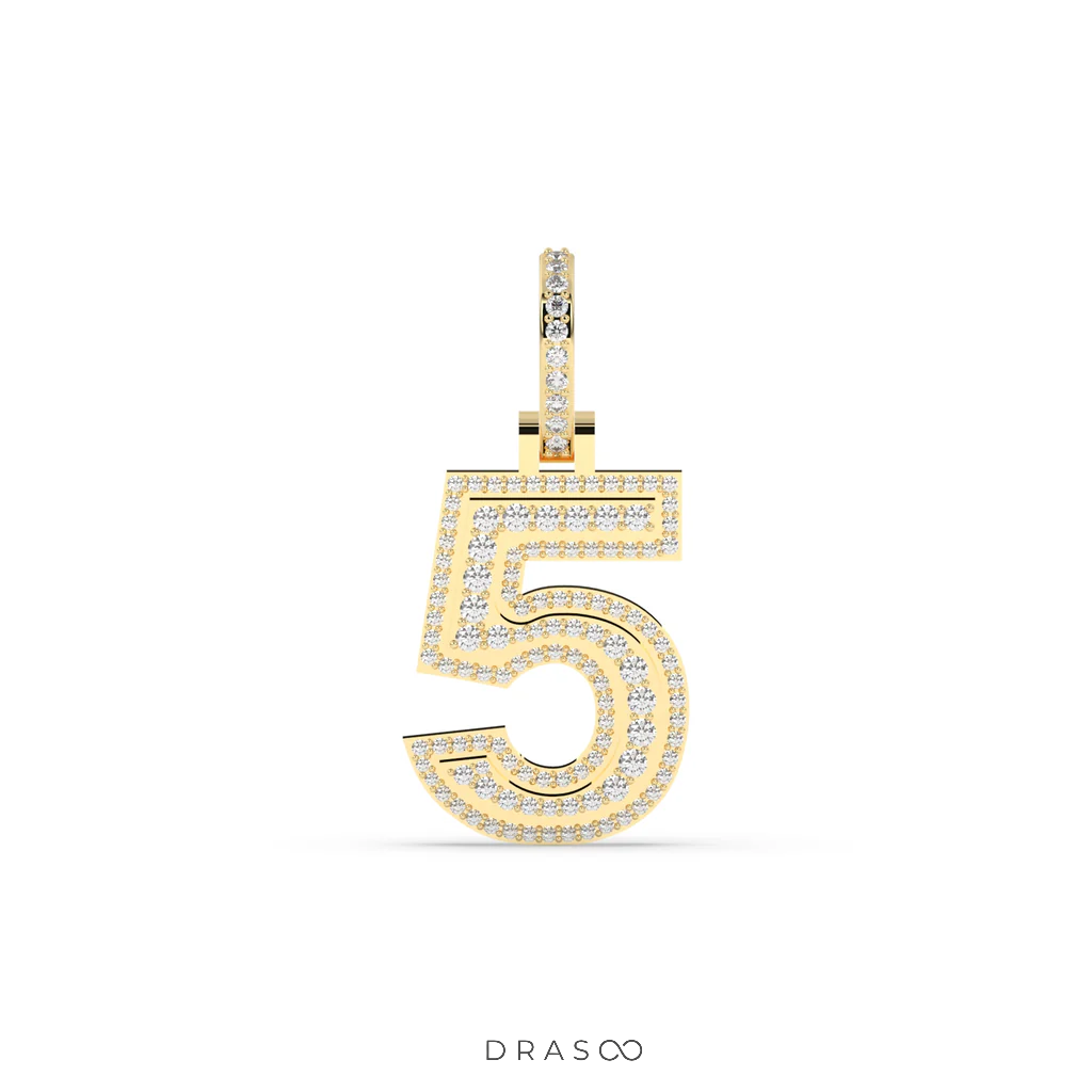 ROUND DIAMOND ICED OUT NUMBER HIP HOP PENDANT
