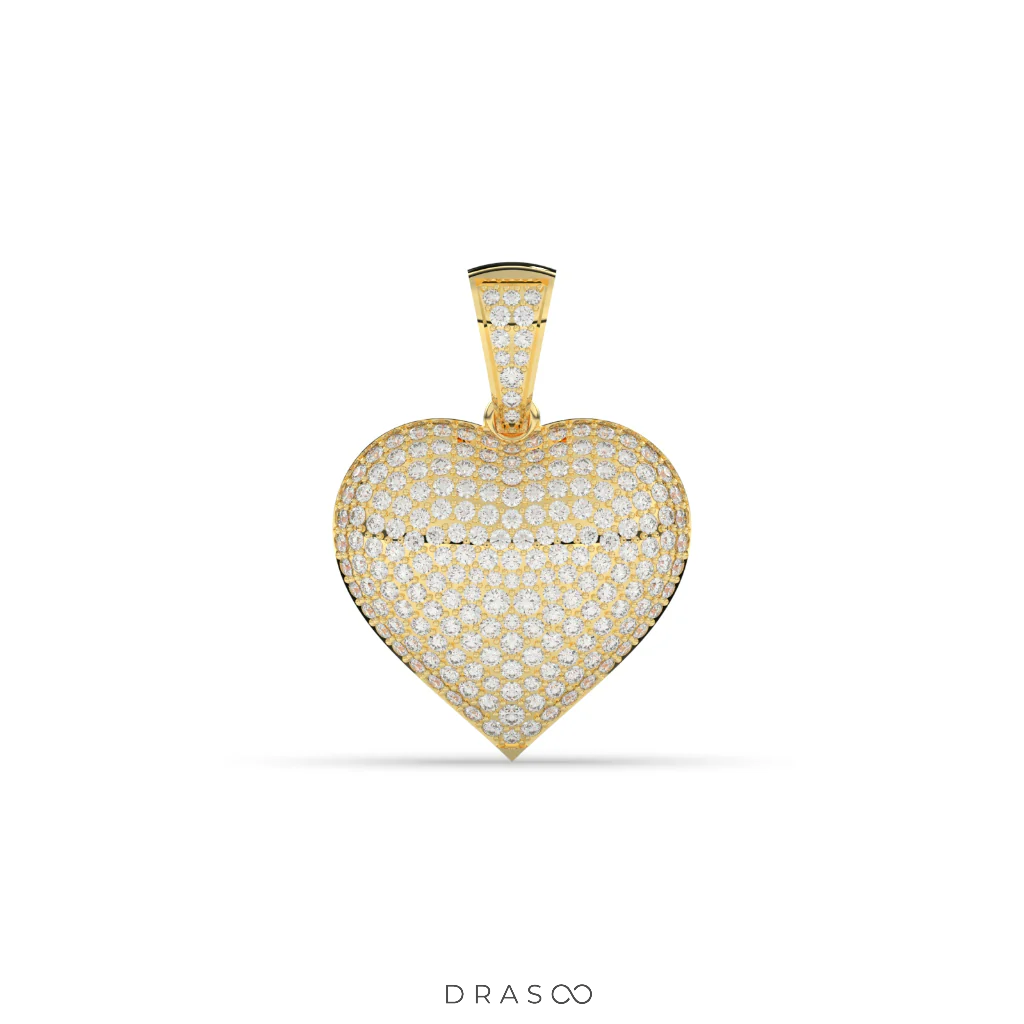 FULLY ICED DIAMOND HEART PENDANT