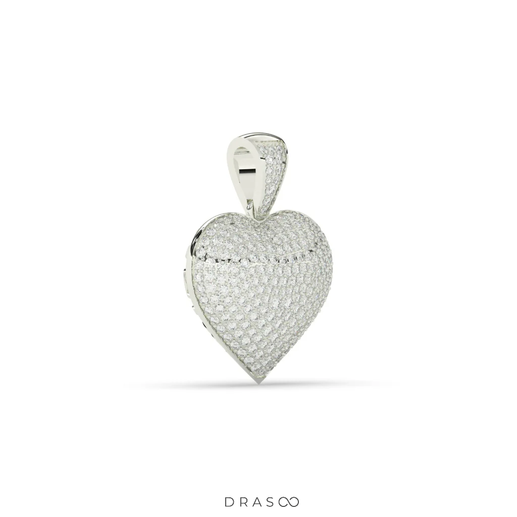 FULLY ICED DIAMOND HEART PENDANT