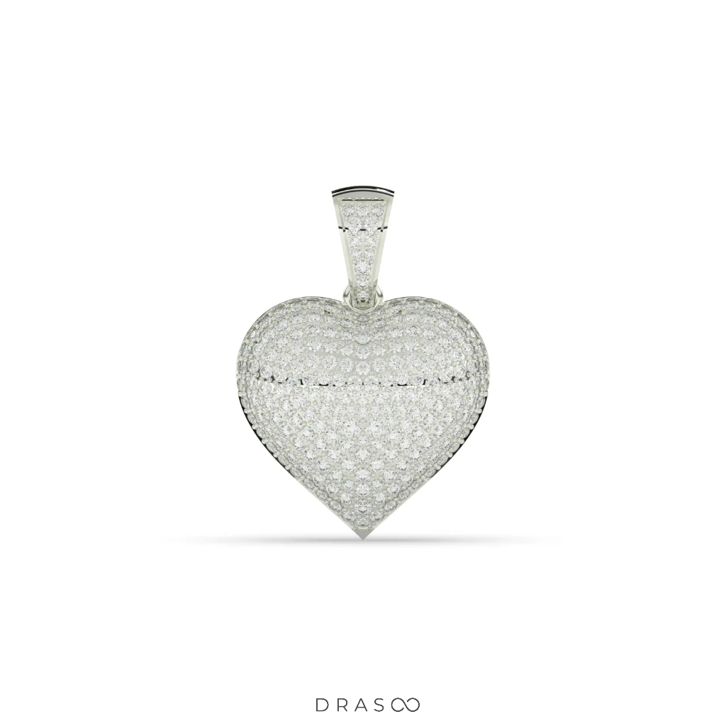FULLY ICED DIAMOND HEART PENDANT