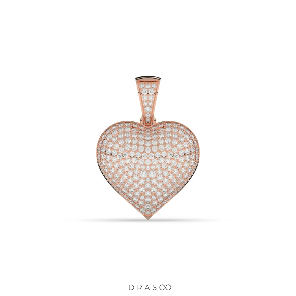 FULLY ICED DIAMOND HEART PENDANT