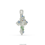 FANCY SHAPE GEMS STONE AND ROUND DIAMOND ICED OUT JESUS HIP HOP PENDANT