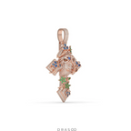 FANCY SHAPE GEMS STONE AND ROUND DIAMOND ICED OUT JESUS HIP HOP PENDANT