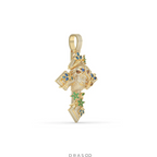 FANCY SHAPE GEMS STONE AND ROUND DIAMOND ICED OUT JESUS HIP HOP PENDANT