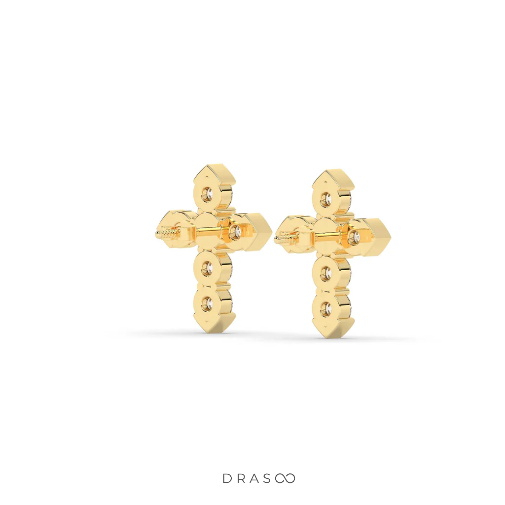 MINIMAL CROSS DIAMOND STUD EARRINGS