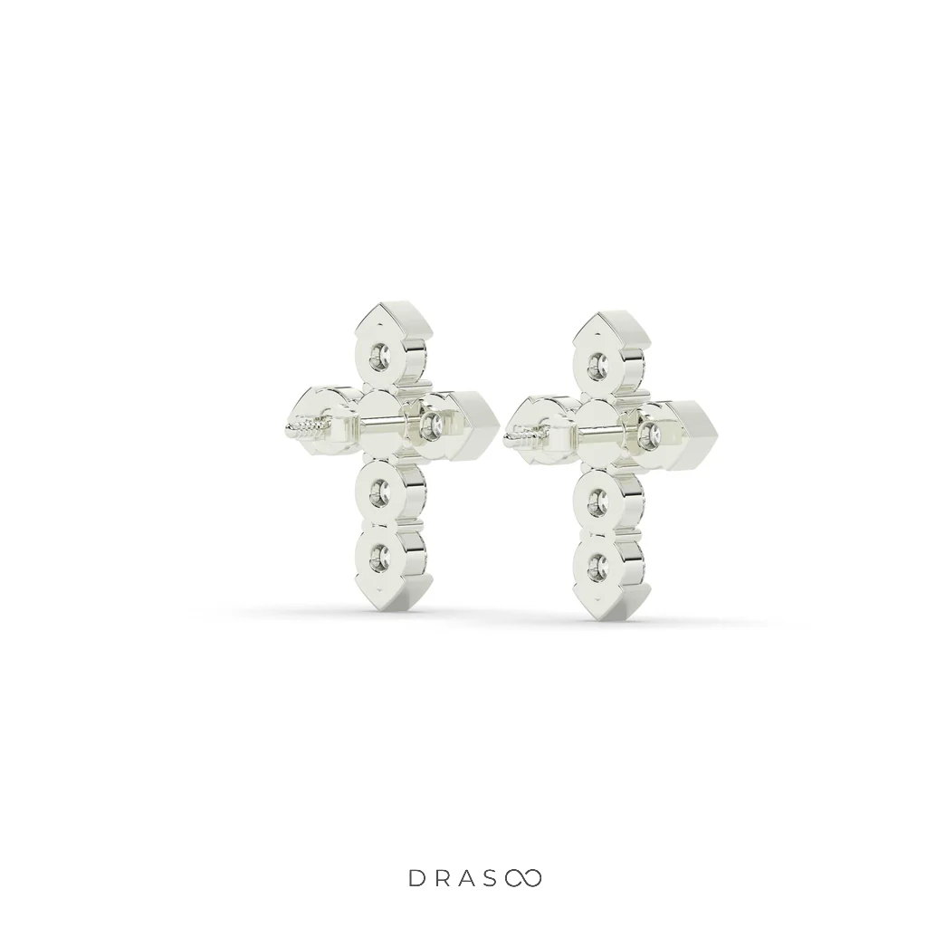 MINIMAL CROSS DIAMOND STUD EARRINGS