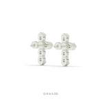 MINIMAL CROSS DIAMOND STUD EARRINGS