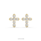 MINIMAL CROSS DIAMOND STUD EARRINGS