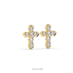 MINIMAL CROSS DIAMOND STUD EARRINGS