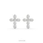 MINIMAL CROSS DIAMOND STUD EARRINGS