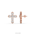 MINIMAL CROSS DIAMOND STUD EARRINGS