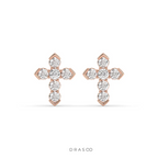 MINIMAL CROSS DIAMOND STUD EARRINGS