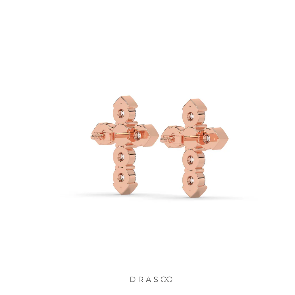 MINIMAL CROSS DIAMOND STUD EARRINGS