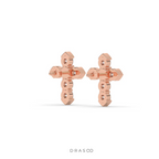 MINIMAL CROSS DIAMOND STUD EARRINGS