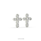 MINIMAL CROSS DIAMOND STUD EARRINGS