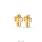 CLASSIC CROSS DIAMOND STUD EARRINGS