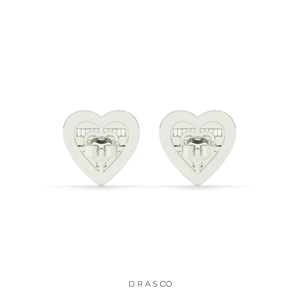 HEART SHAPE DIAMOND STUD EARRINGS