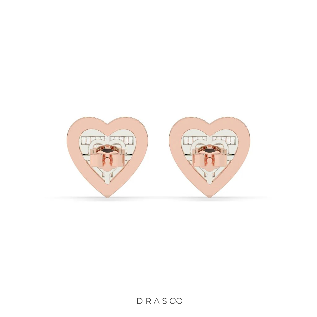 HEART SHAPE DIAMOND STUD EARRINGS