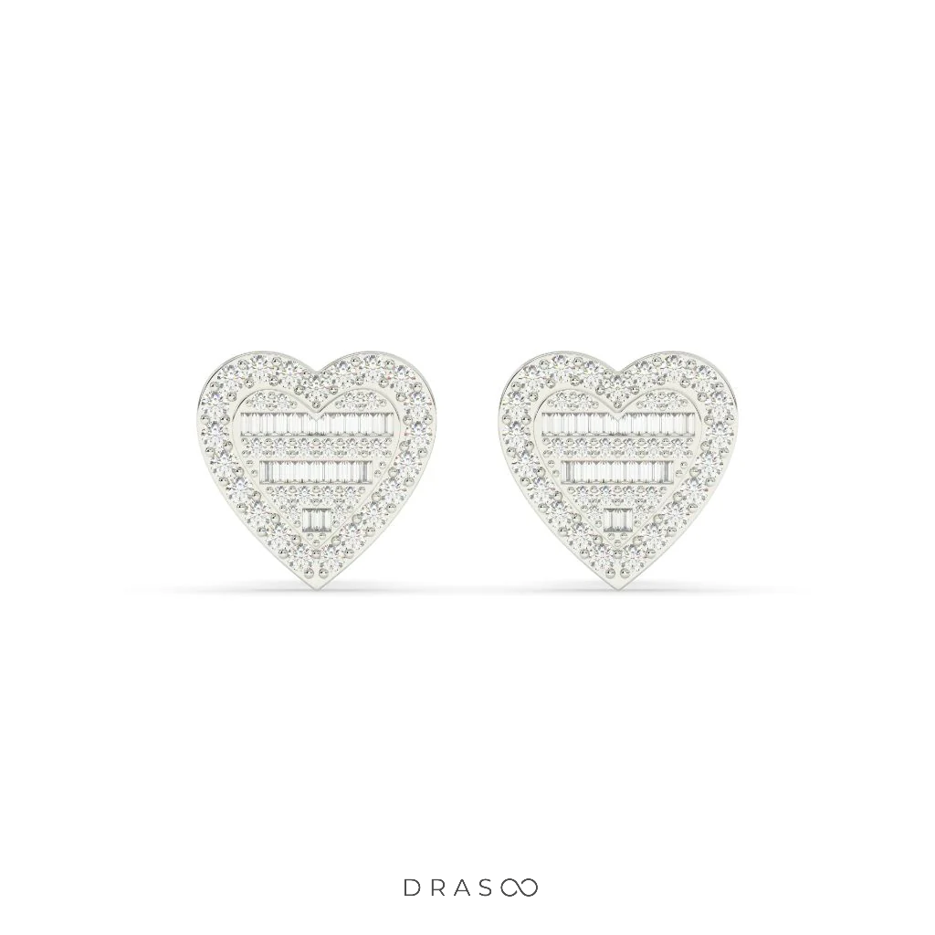 HEART SHAPE DIAMOND STUD EARRINGS