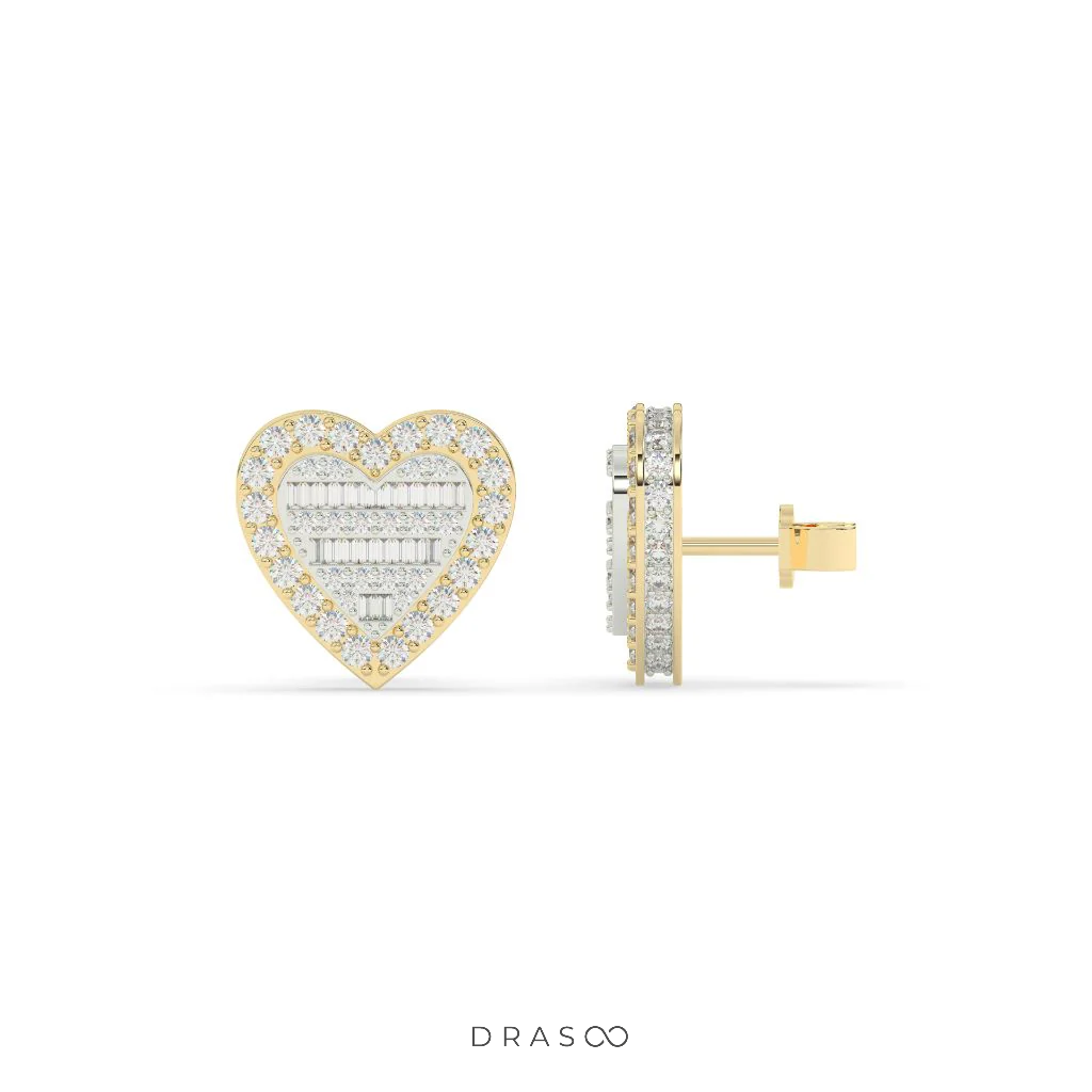HEART SHAPE DIAMOND STUD EARRINGS