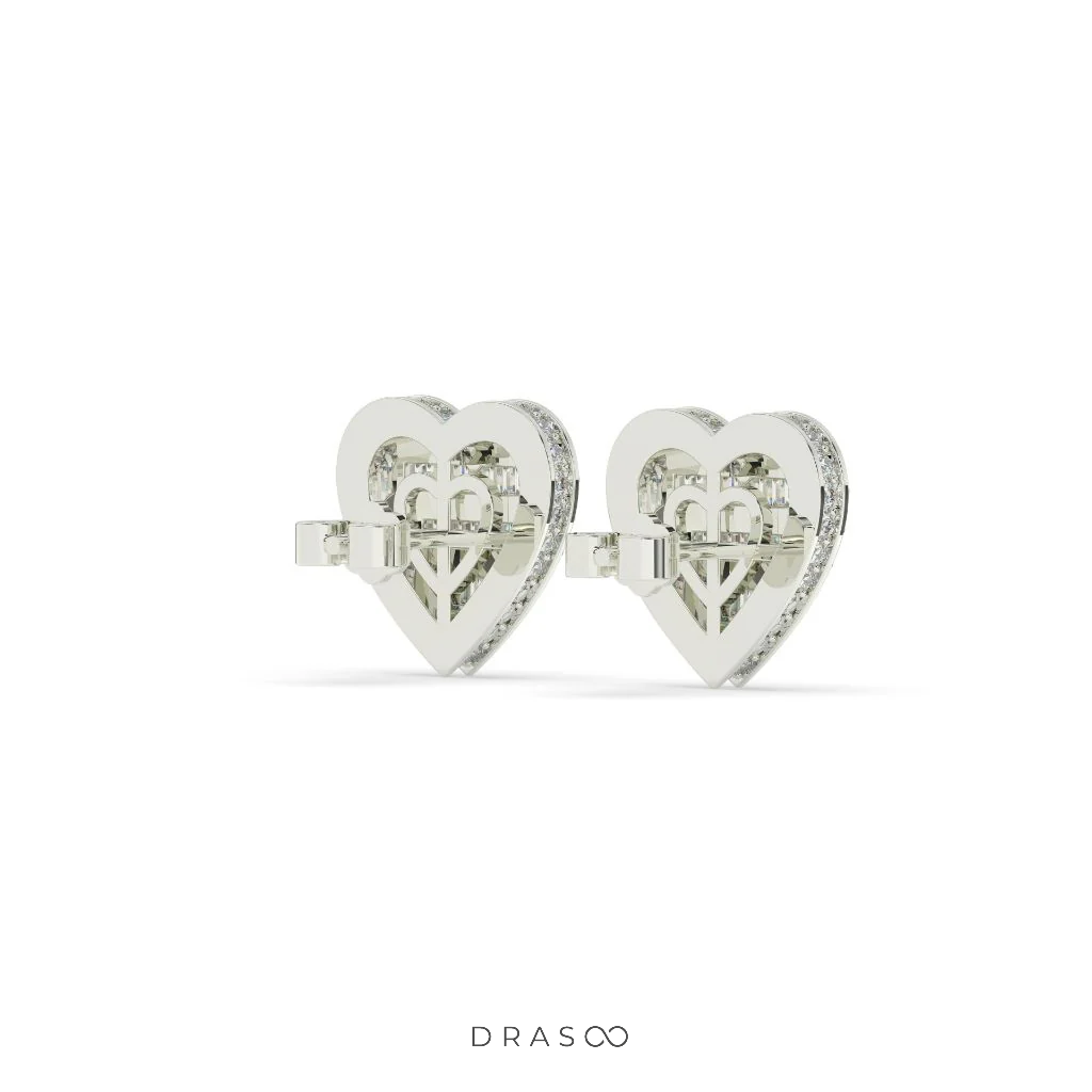HEART SHAPE DIAMOND STUD EARRINGS