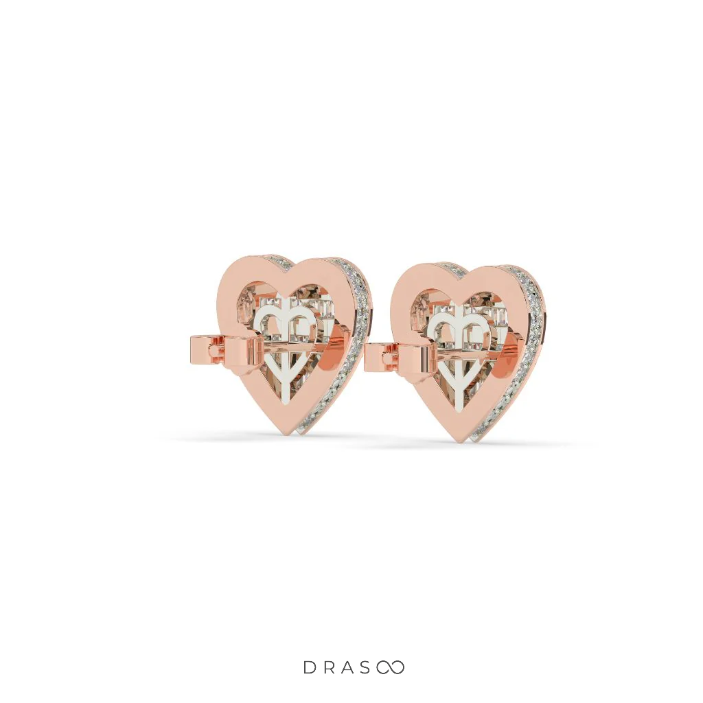 HEART SHAPE DIAMOND STUD EARRINGS